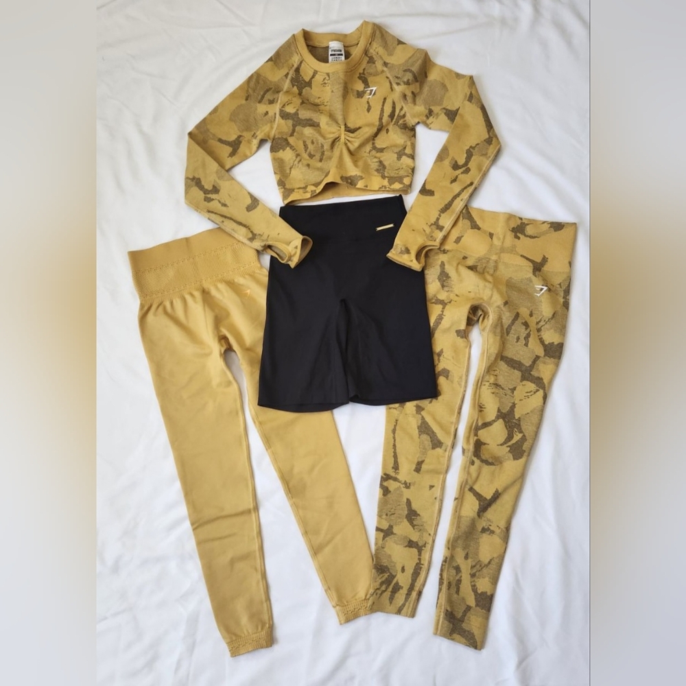 Gymshark Women's 4 Piece Athleisure Apparel Leggings Tops and Shorts